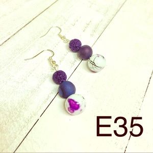 Purple Lava Stone Abstract Earrings